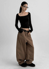 Aline Back Pocket Wide Balloon Pants