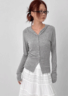 Mignon Tension Button Hooded Cardigan