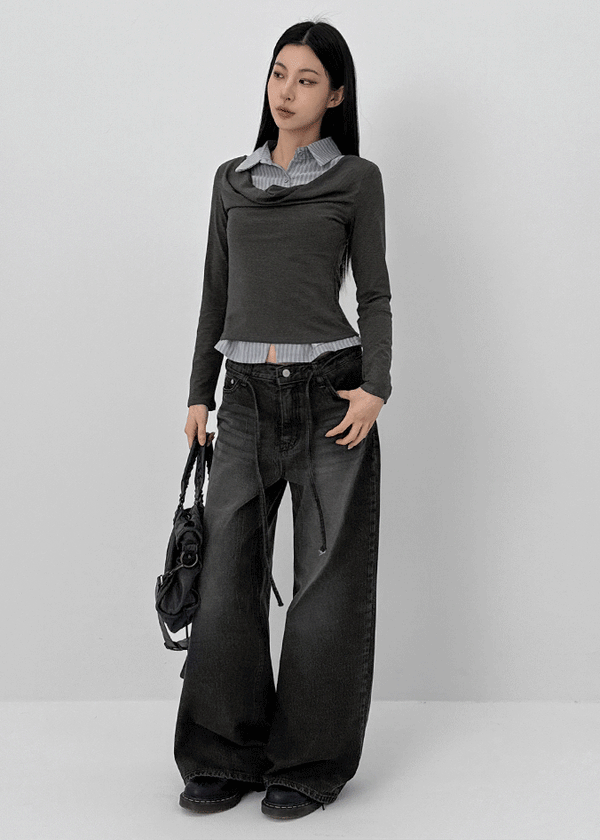 Cloud Strap Wide Denim Pants