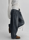 (UNISEX) Tendu Washed Balloon Cut Denim Pants