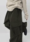 (UNISEX) Melmont Peach Fleece Cargo Wide Banding Pants