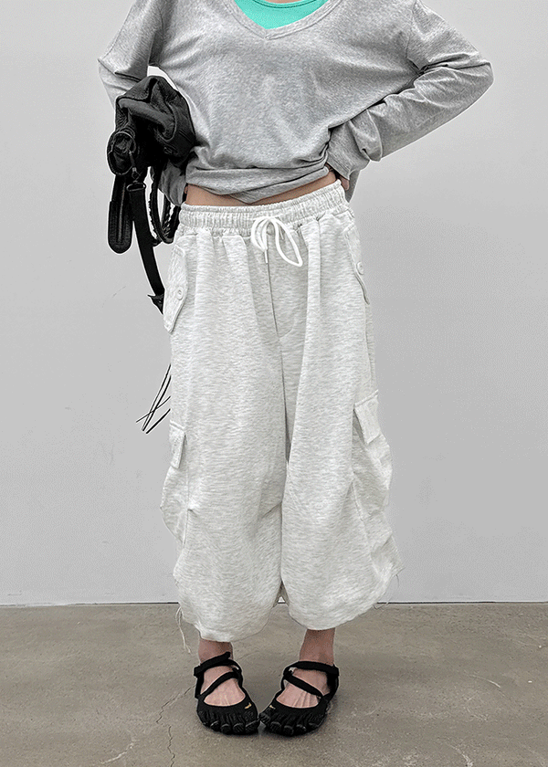 (UNISEX) Dipia Cargo Bermuda Elastic Pants