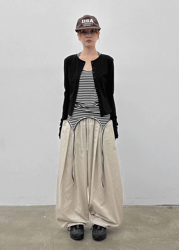 (UNISEX) Eiko Pintuck Wide Elastic Waist Pants