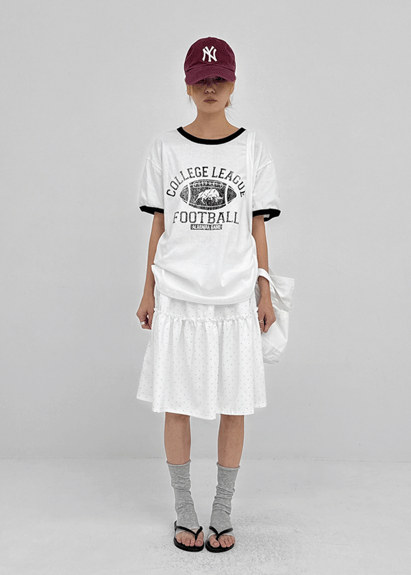 (UNISEX) Burinf Printed Ringer Short Sleeve T-shirt