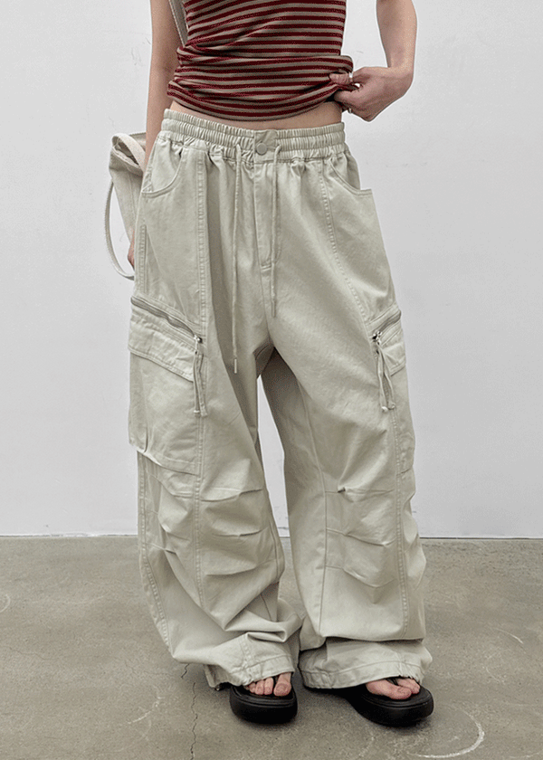 (UNISEX) Hitchler Washed Wide Cargo Pants