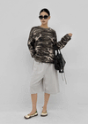 (UNISEX) Relax Camo Waffle Long Sleeve Tee