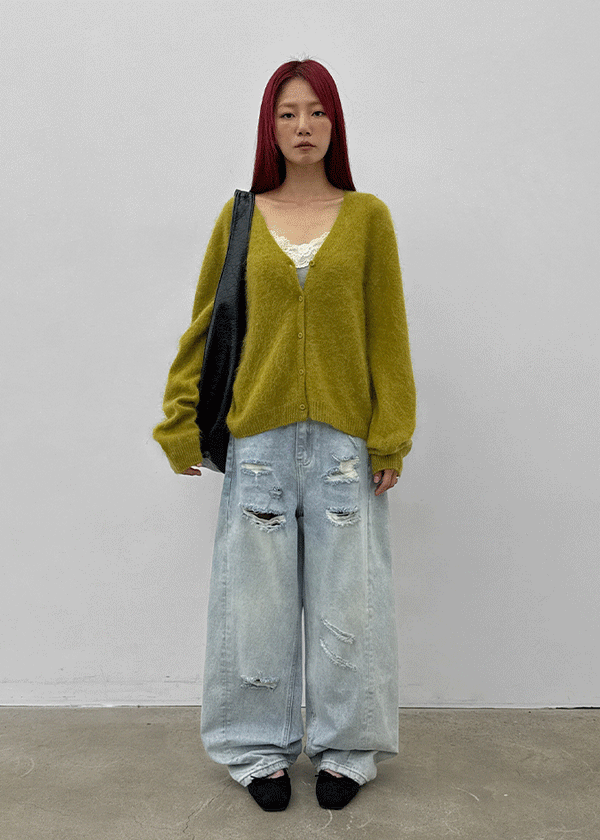 (UNISEX) Port Damage Wide Denim Pants