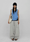 (UNISEX) Whittle Nylon Cut-out Wide Elastic Pants