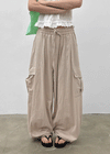 (UNISEX) Polset Wide Linen Cargo Pants