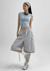 (UNISEX) Niton Eyelet Nylon Banding Bermuda Shorts