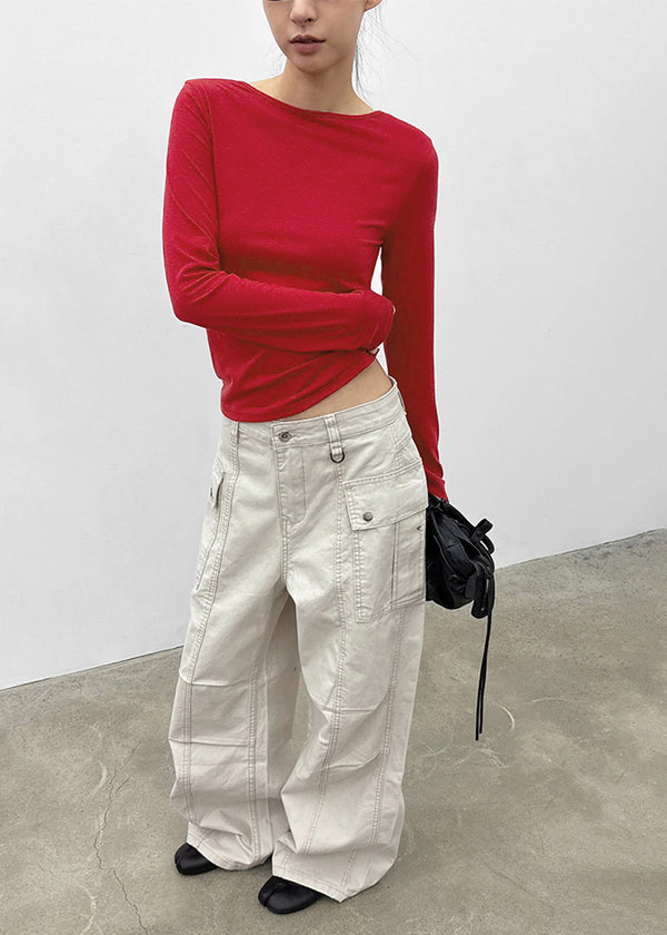 (UNISEX) Urban Washing Cut-out Wide Cargo Pants