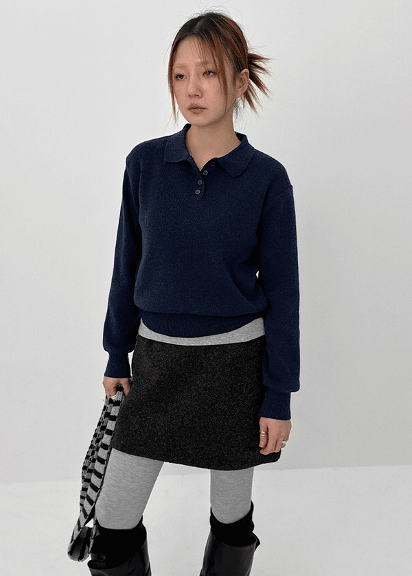 Deluri Button-Collar Knit