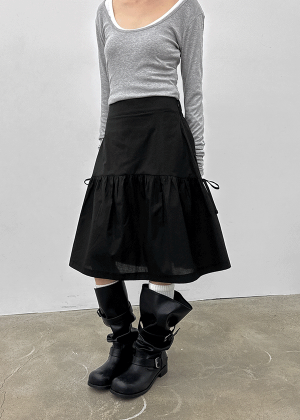 Ruade Banding Shirring Midi Skirt