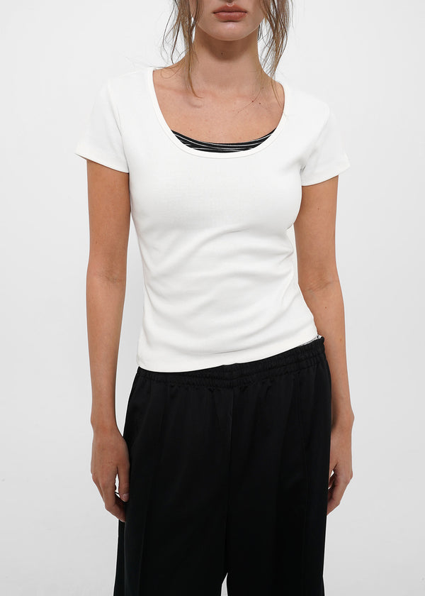 [B-BASIC] Tension Standard Slim U-Neck Short Sleeve Tee (2 SIZE)