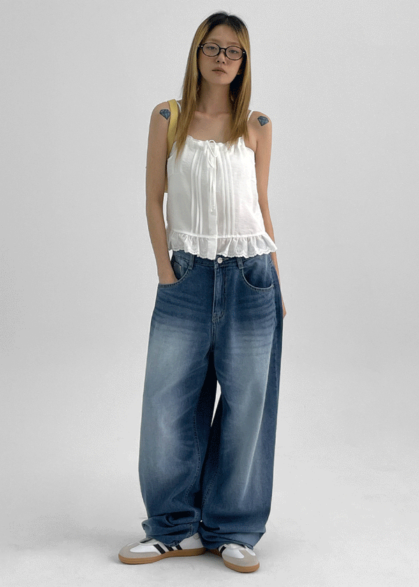 Blung Summer Washing Wide Denim Pants – BLACKUP