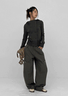 Bantis buckle wide cotton pants