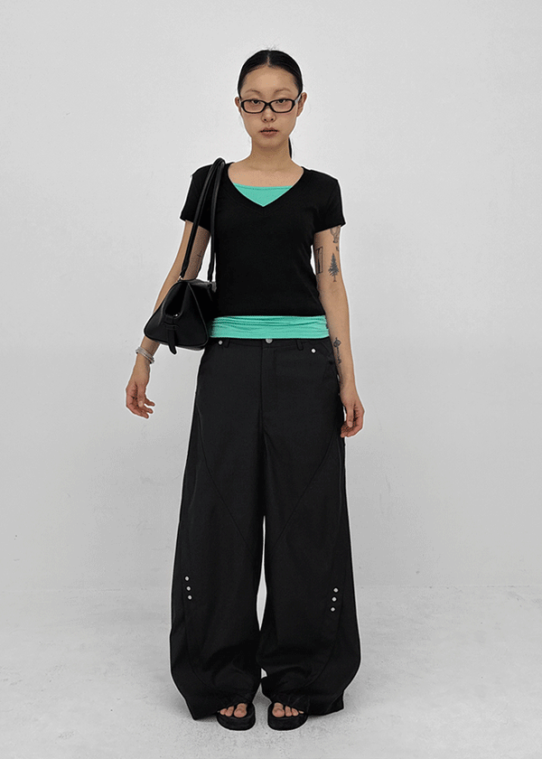 Watu Cut-out Studded Wide Slacks