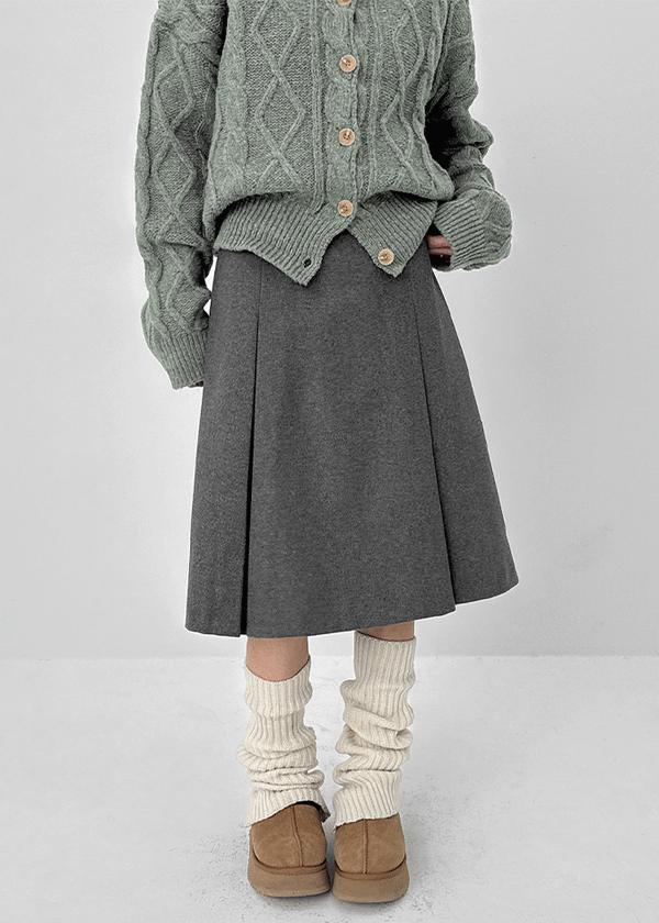 Nashing Wool Pleated Midi Skirt