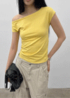 Unleng Jacquard Off-shoulder Short Sleeve Tee