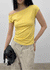 Unleng Jacquard Off-shoulder Short Sleeve Tee