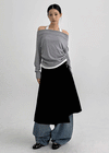 Canny Halter Layered Off-shoulder Long Sleeve T-shirt