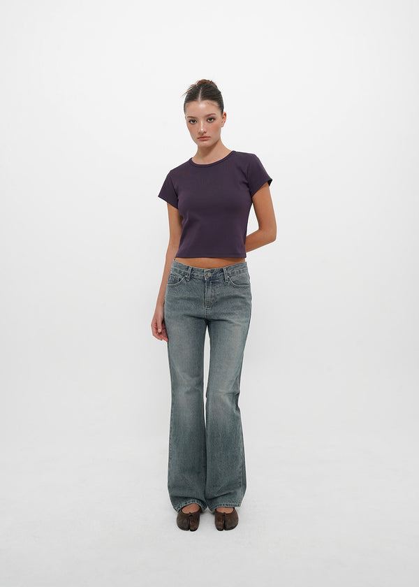 [B-DENIM] WASHING LOW SLIM BOOTS-CUT JEANS 053