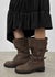 Hermit Buckle Lace-up Mid-calf Boots