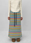 Curie Stripe Fleece Banding Long Skirt