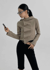 Telling Crop Ruffle Hood Cardigan