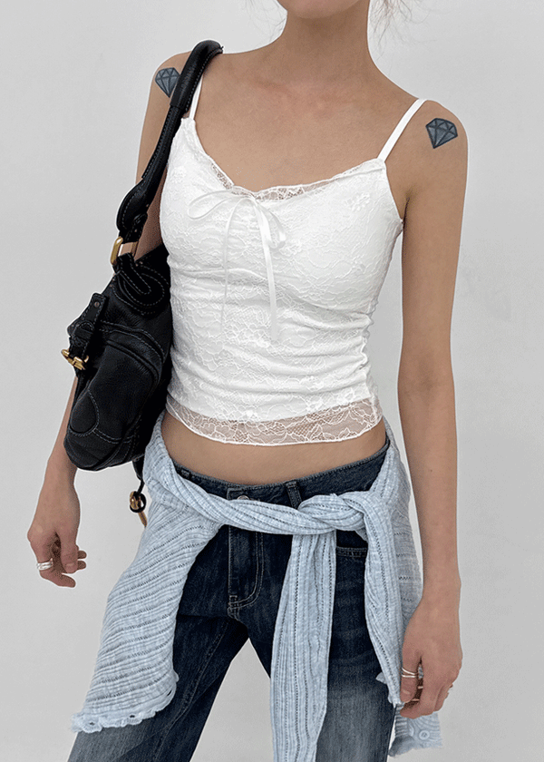 Shellys Lace Crop Sleeveless (built-in Cup)
