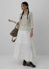 Kyoryong Ribbon Tiered Long Skirt