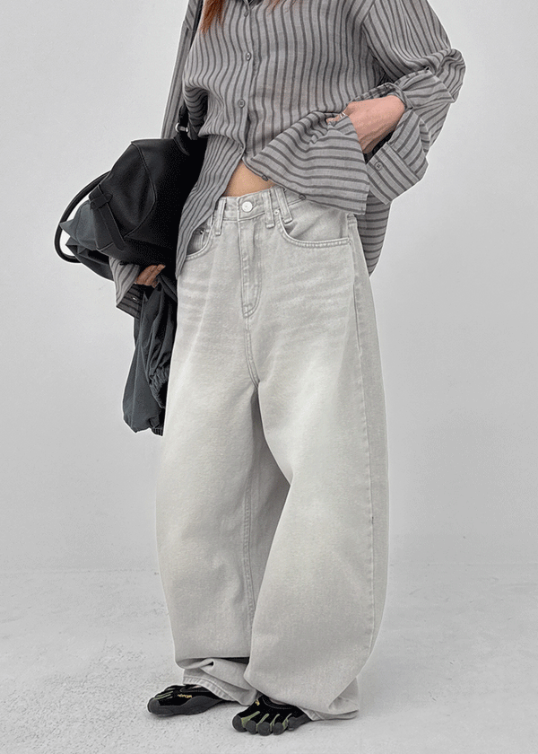Hummonk Bijou Stonewashed Wide Denim Pants