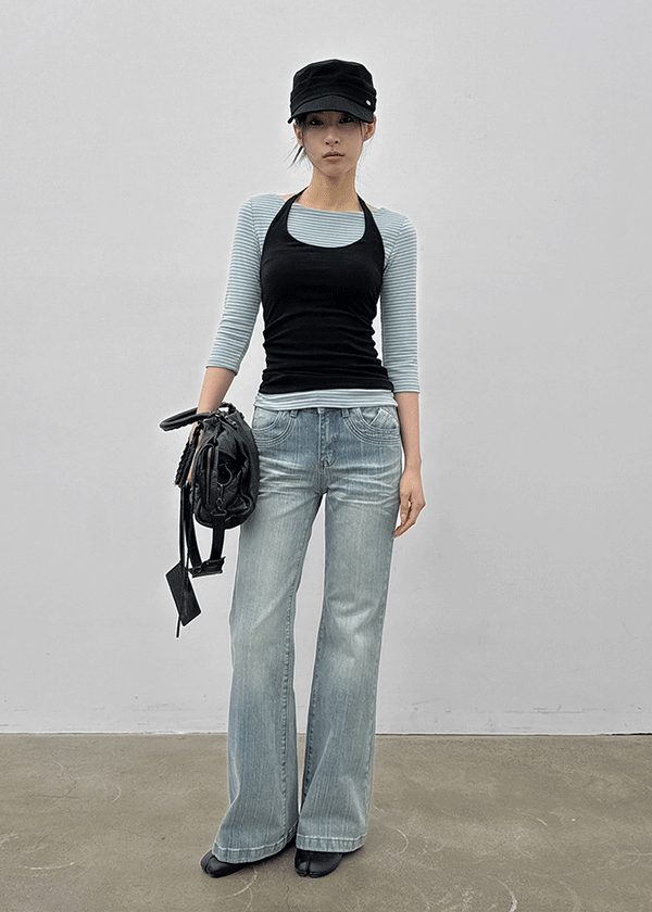 Delia Wide Bootcut Denim Pants