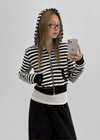 Sking Stripe Crop Hood Zip (Set Purchase Available)