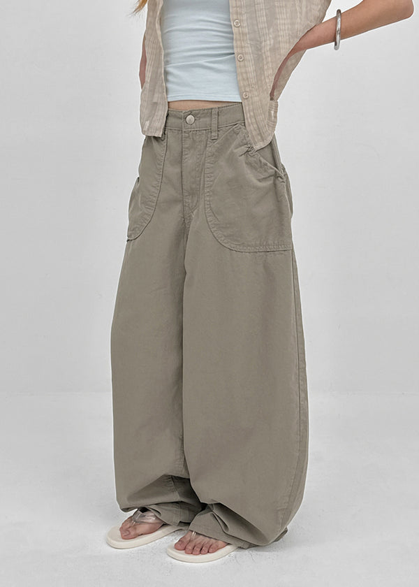Tumple Shirred Wide Balloon Pants