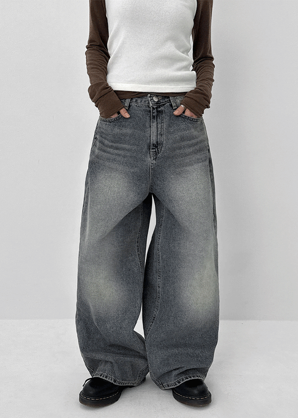 Maoton Washed Wide Denim Pants