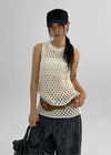 Disella Net Knit Long Sleeveless Top