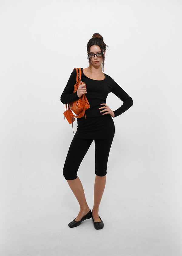 [B-BASIC] Tension Standard Slim U-Neck Long Sleeve Tee (2 SIZE)