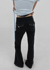 Chank Studded Black Spandex Bootcut Denim Pants