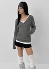 Depth V-neck Slim Hooded Knit