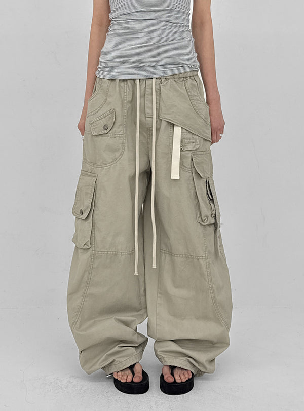 Formula Banding Washed Cargo Wide Pants