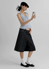 Ziplo Striped Bermuda Denim Pants