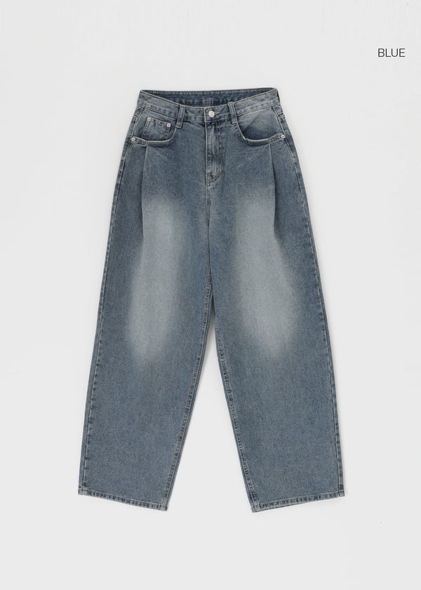 Moblanc One Tuck Wide Denim Pants