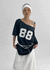 Naichu Number Loose Fit Off-Shoulder Short Sleeve Tee