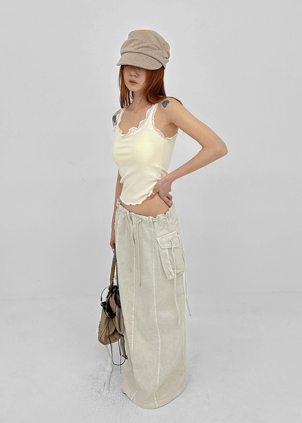 Lalk Pigment Cargo Long Skirt