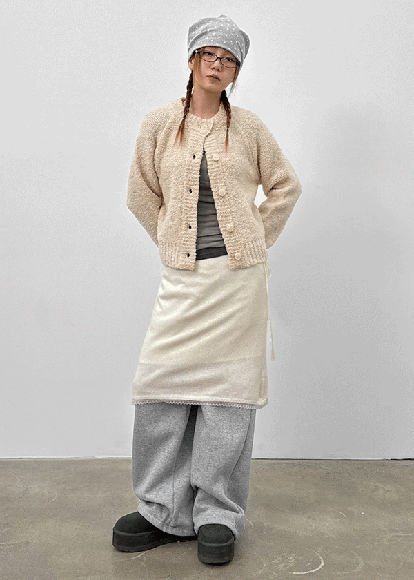 Ronso Boucle Soft Wool Knit Cardigan