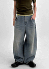 Rontu Heart Washed Wide Denim Pants