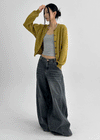 CanSean Washed Cut Wide Denim Pants