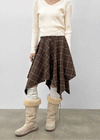 Redding Checkered Unbalanced Wool Midi skirt