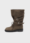Hermit Buckle Lace-up Mid-calf Boots
